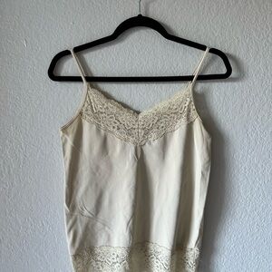 Ann Taylor Cream Lace Trim Cami Top